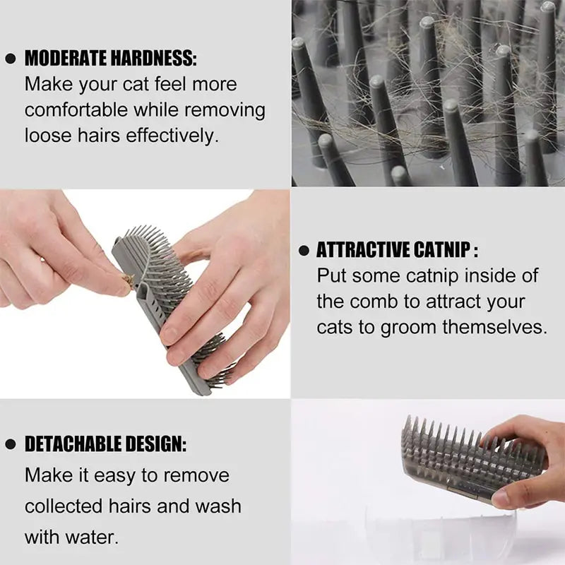 Brosse de massage pour animaux de compagnie avec fonction de nettoyage des coins amovibles
